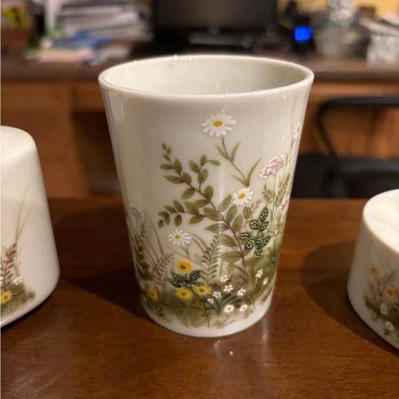 Vintage Otagiri Ferns and Daisies Bathroom Vanity Set 3 Pieces Made in Japan - Picture 3 of 9